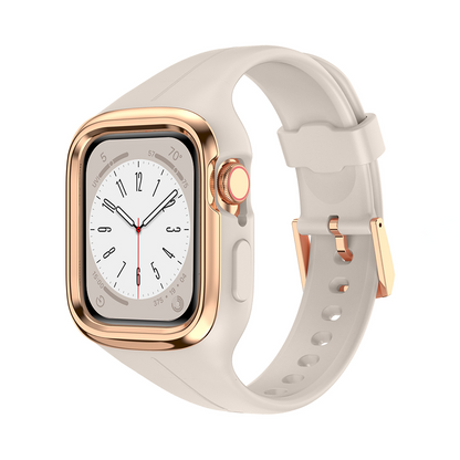 [All 4 colors of integrated case] Elegant silicone metal band [Apple Watch]