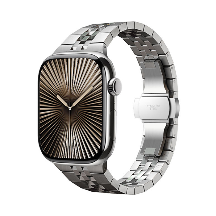 【重厚でエレガント】センターストライプメタルバンド【アップルウォッチ】