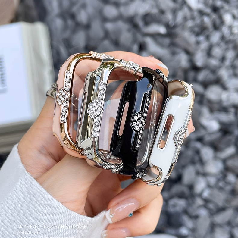 【フィルム付タイプ】ジュエルラインストーンケース【アップルウォッチ】