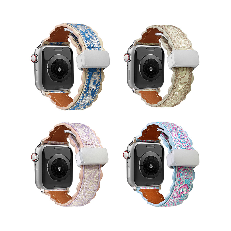 [4 colors available] Needlework leather band [Apple Watch]