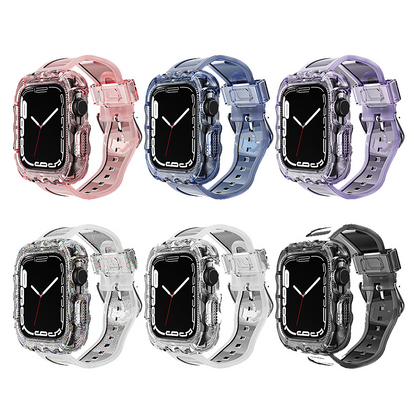 [6 colors available with integrated case] Large wave clear band [Apple Watch]