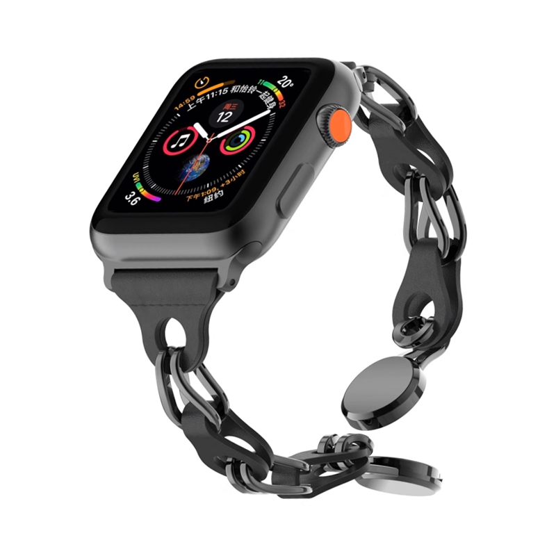 [Accessory-like] Metallic leather chain band [Apple Watch]