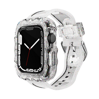 [6 colors available with integrated case] Large wave clear band [Apple Watch]