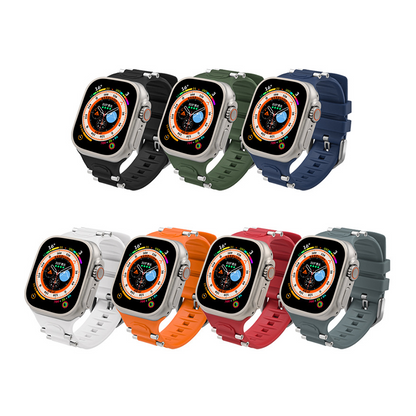 【汗でも快適】メタルパーツシリコンバンド【アップルウォッチ】