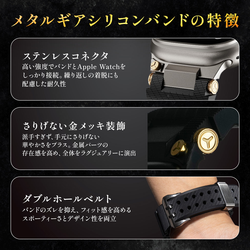 [Latest Model] Metal Gear Silicone Band [Apple Watch]