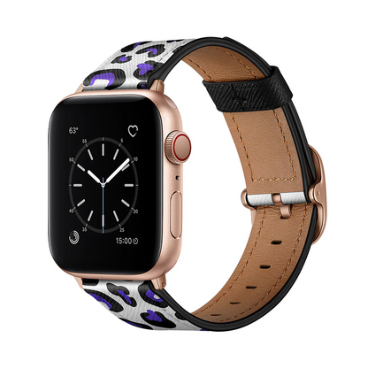 [4 colors available] Pattern printed leather band [Apple Watch]