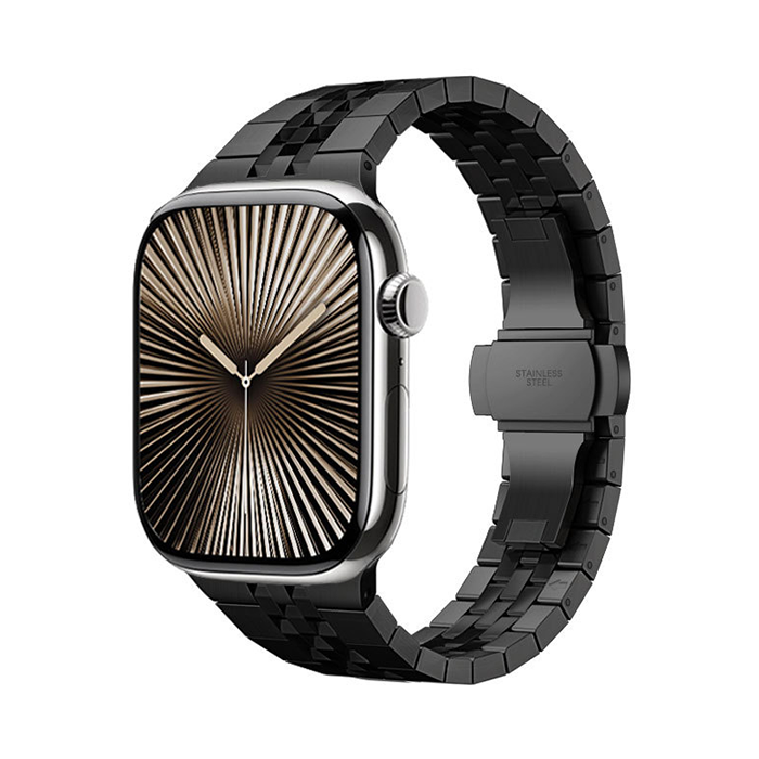 【重厚でエレガント】センターストライプメタルバンド【アップルウォッチ】