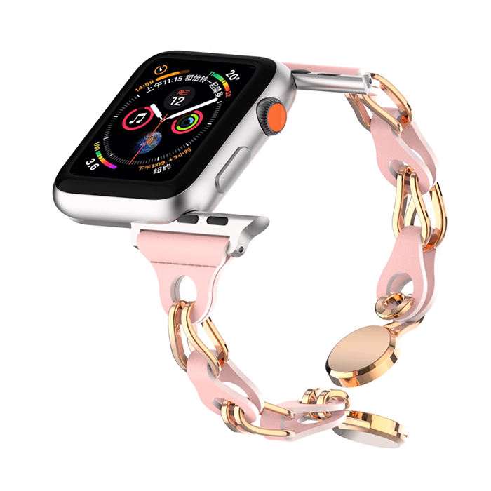 [Accessory-like] Metallic leather chain band [Apple Watch]