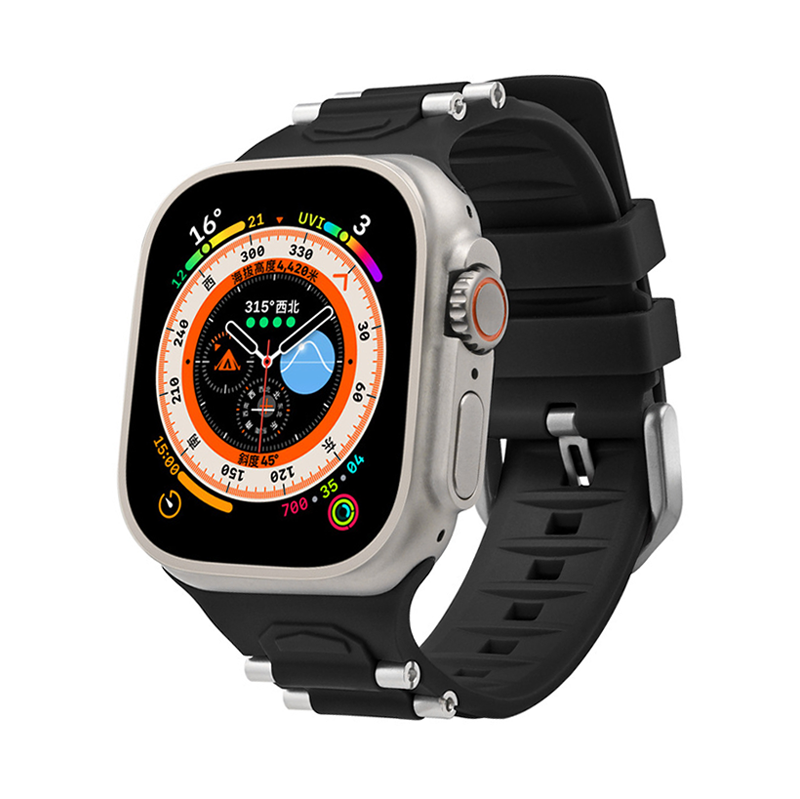 【汗でも快適】メタルパーツシリコンバンド【アップルウォッチ】