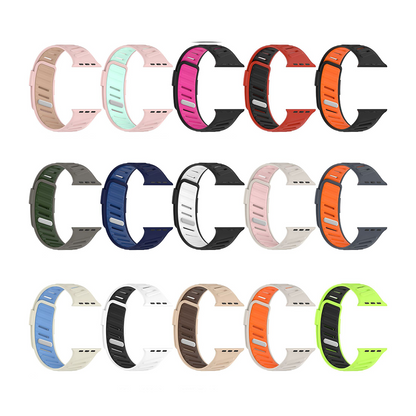 【15色展開】バイカラーベントシリコンバンド【アップルウォッチ】