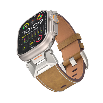 [4 colors available] Stainless steel connect leather band [Apple Watch]