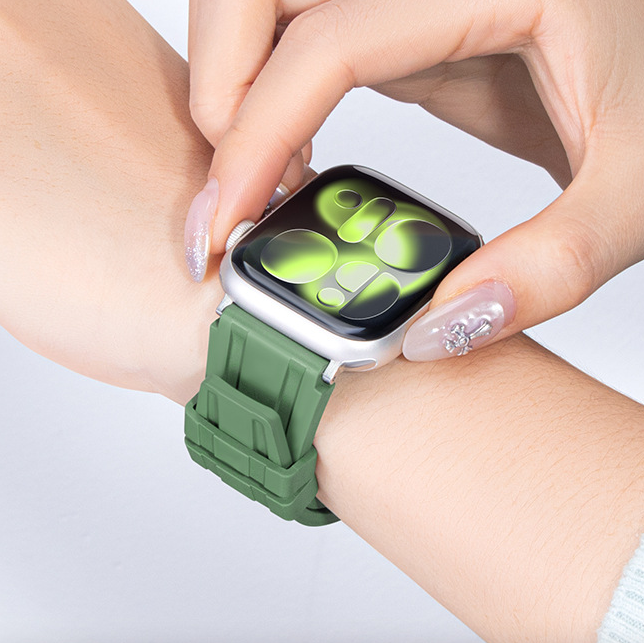 【日常防水対応】ツインラインフッ素ラバーバンド【アップルウォッチ】