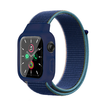 [25 colors available] Silicone case with integrated nylon band [Apple Watch]