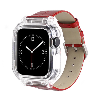 [7 colors available with integrated case] Leather band with protective case [Apple Watch]