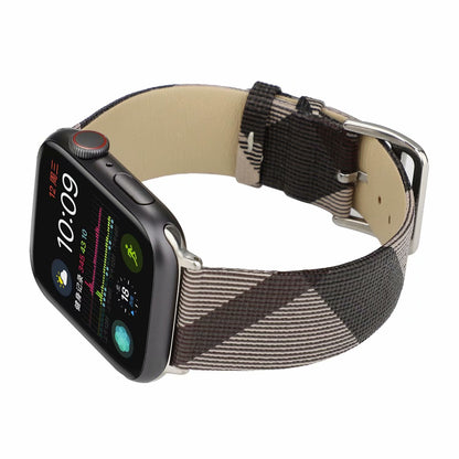 [3 colors available] Check pattern leather band [Apple Watch]