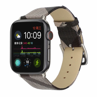 [3 colors available] Check pattern leather band [Apple Watch]