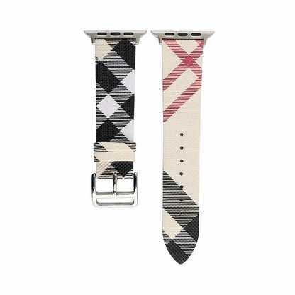 [3 colors available] Check pattern leather band [Apple Watch]