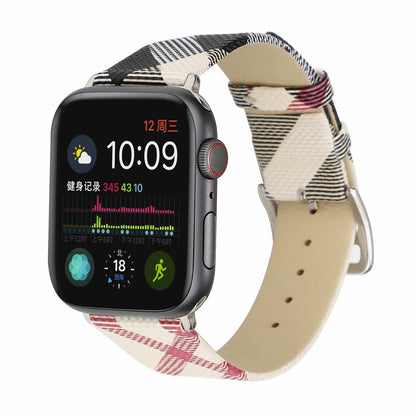 [3 colors available] Check pattern leather band [Apple Watch]