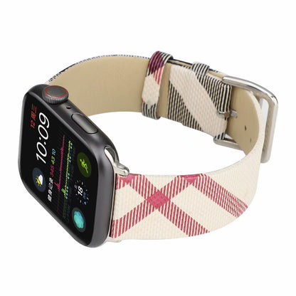 [3 colors available] Check pattern leather band [Apple Watch]