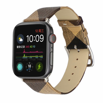 [3 colors available] Check pattern leather band [Apple Watch]