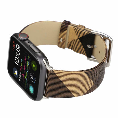 [3 colors available] Check pattern leather band [Apple Watch]