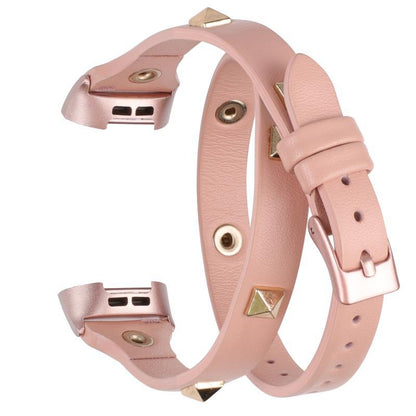 [Double Wrap] Double Ring Studded Leather Band [Apple Watch]