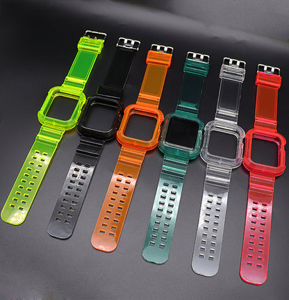 [6 colors available with integrated case] Lightweight TPU clear band [Apple Watch]