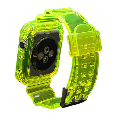 [6 colors available with integrated case] Lightweight TPU clear band [Apple Watch]