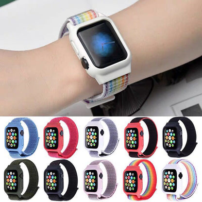 [25 colors available] Silicone case with integrated nylon band [Apple Watch]