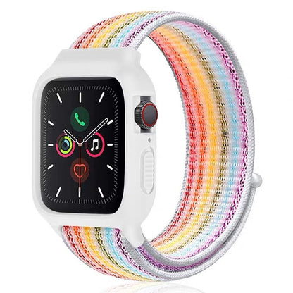 [25 colors available] Silicone case with integrated nylon band [Apple Watch]