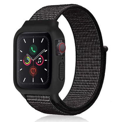 [25 colors available] Silicone case with integrated nylon band [Apple Watch]