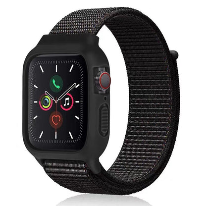 [25 colors available] Silicone case with integrated nylon band [Apple Watch]