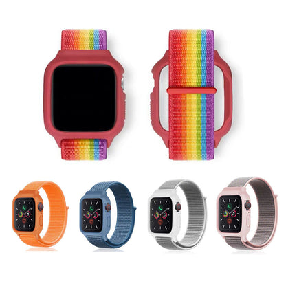 [25 colors available] Silicone case with integrated nylon band [Apple Watch]