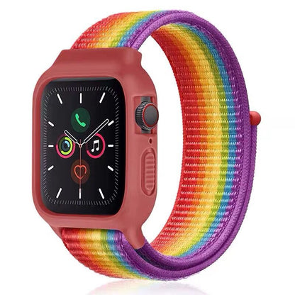 [25 colors available] Silicone case with integrated nylon band [Apple Watch]