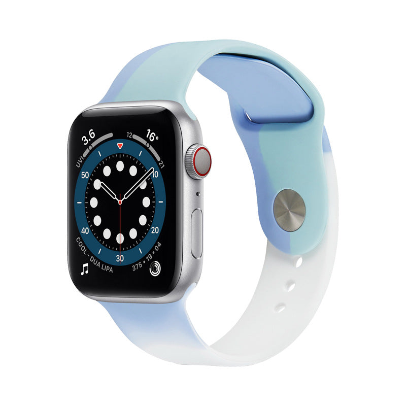 Apple Watch 38 40 41mm用 シリコンバンド レインボー - ラバーベルト