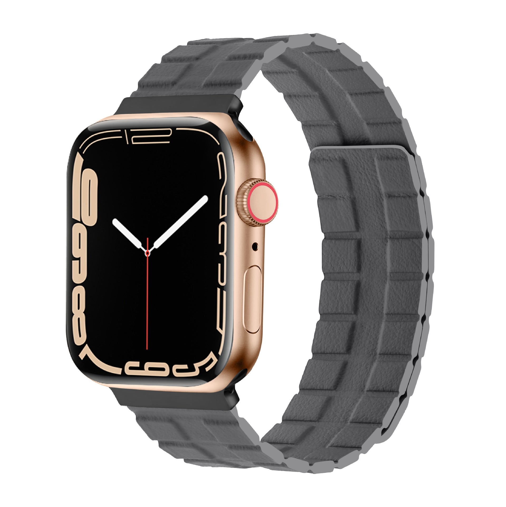 Apple Watch マグネット式 PUレザーバンド ストラップ ベルト 赤