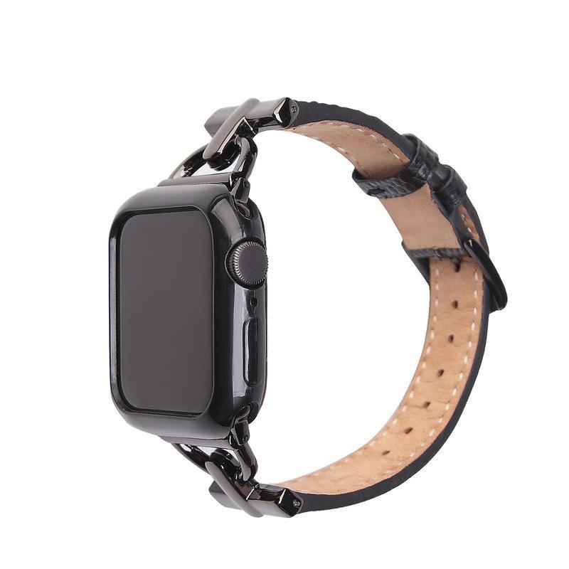 アップルウォッチ Ｄバックル Apple Watch バンド レザーバンド 黒色