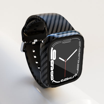 [Case integrated] Carbon fiber style silicone band with case [Apple Watch]