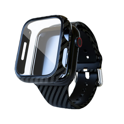 [Case integrated] Carbon fiber style silicone band with case [Apple Watch]